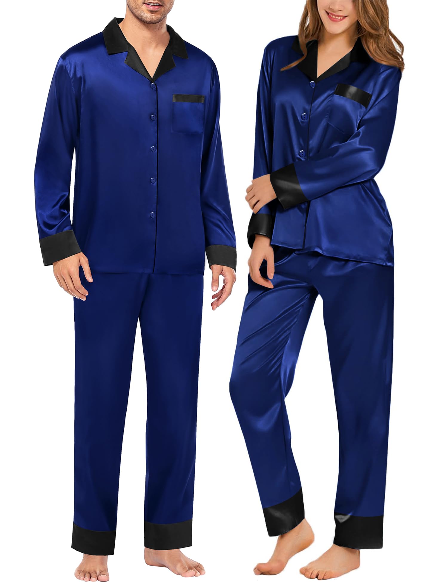 Couples Satin Pajama Set — Short Sleeve