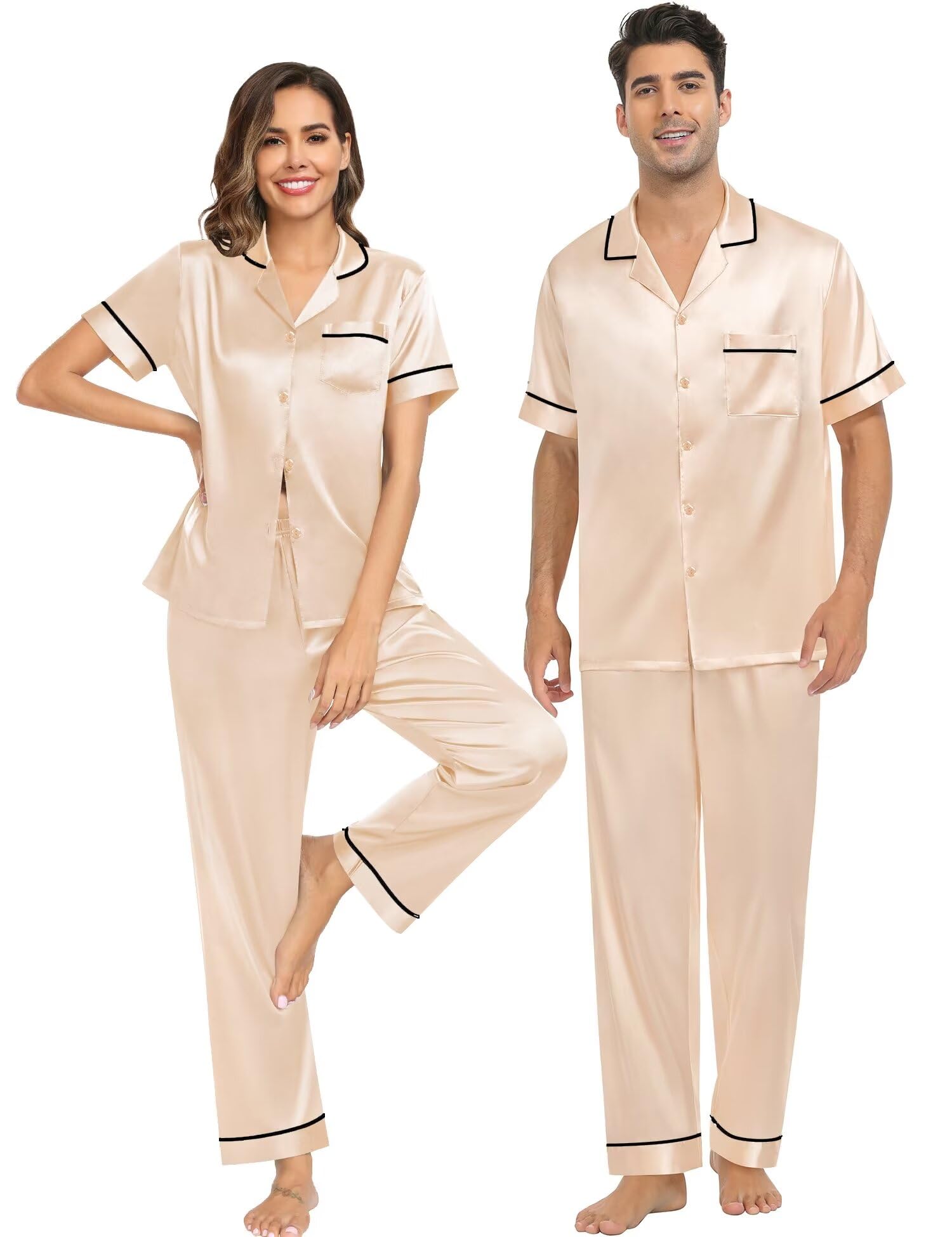 Couples Satin Pajama Set — Long Sleeve