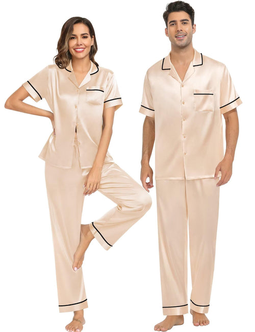 Couples Satin Pajama Set — Long Sleeve